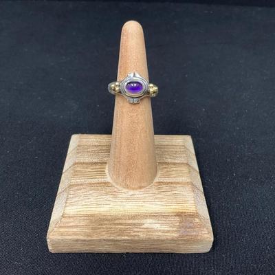 Sterling Silver & 18k Gold Purple Stone Ring
