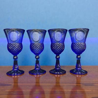 Avon George And Martha Washington Fostoria Blue Goblets