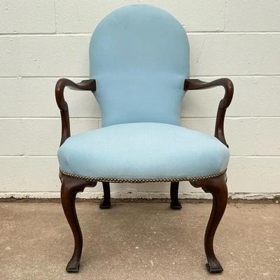 Baby Blue Queen Anne Style Armchair