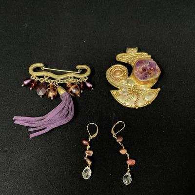 Shades Of Purple Vintage Costume Jewelry 