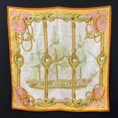 Hermès “Tribord” Yellow Silk Scarf