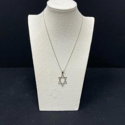 Sterling Silver Star Of David & Necklace 