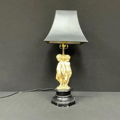 White And Black Cherub Trio Lamp