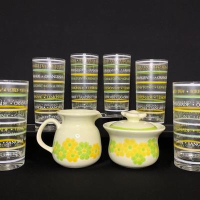 Culver Glasses and Franciscan Picnic Creamer & Sugar