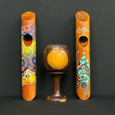 Wooden Australian Wine Stands and Rosewood Goblet