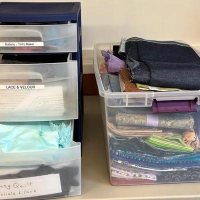 Fabric Pieces and Sewing Notions with Containers