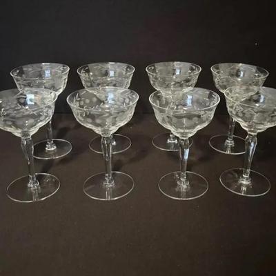 Vintage Tall Champagne Coupes, Set of 8