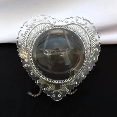 Victorian Heart-shaped Glass Paperweight Magnifier 