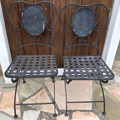 Pair of metal outdoor chairs 
