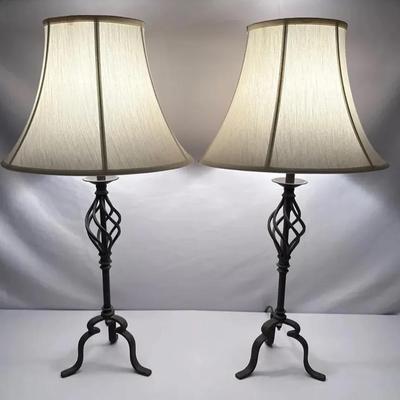 Pair Of Wrought Iron Table Lamps