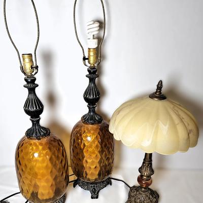 Vintage Amber Glass Lamps