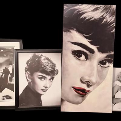 Set of 4 Audrey Hepburn & Marilyn Monroe Photos & Art