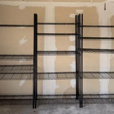 Set of 3 - 5 tier black metal utility shelving units