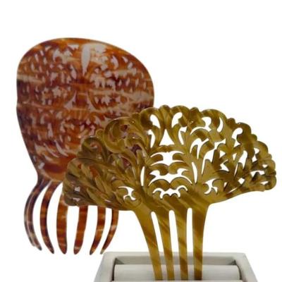 2 Vintage Art Nouveau Faux Tortoiseshell Hair Combs