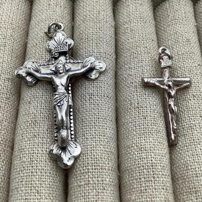 Two Sterling Silver Crucifixes 