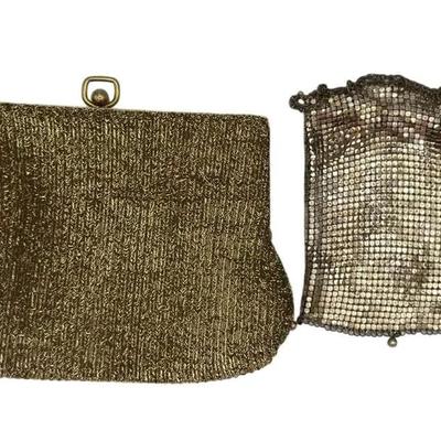 Antique Silver Purse And Vintage Gold Mesh Evening Bag