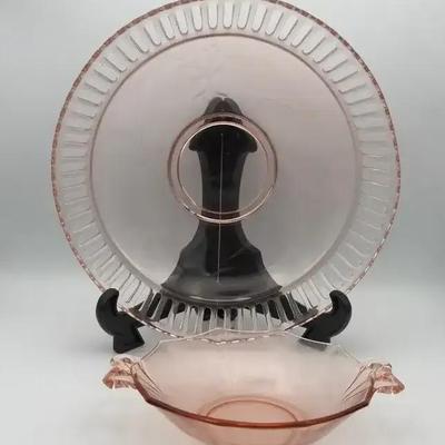 2 Pieces Pink Depression Glass