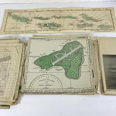 Stack Of WWII Air Force Maps And Reconn Photos Of South Pacific