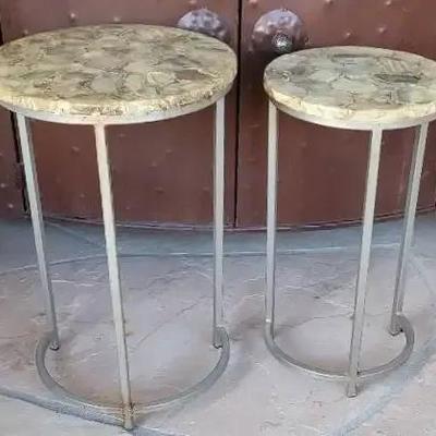 (2) Agate Side Tables/Plant Stands