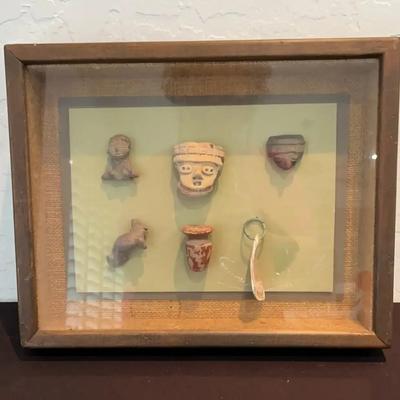Framed Collection Of Colombian Pottery Figures