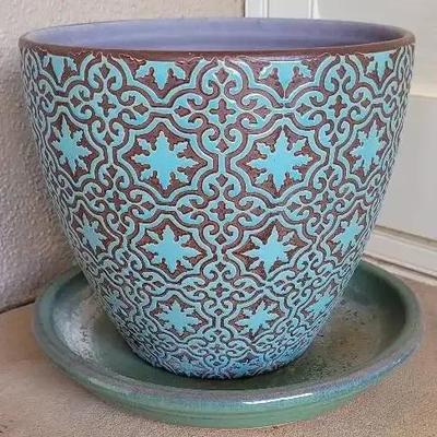 Teal and Brown Planter