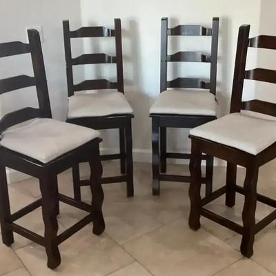 Four Wooden Tall Chairs