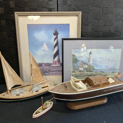 Nautical Prints + Model Boat Decor