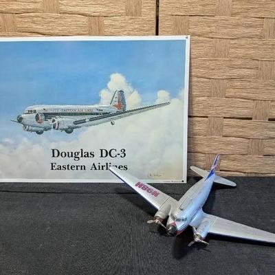 Douglas DC-3 Airplane Tin Sign + Diecast N98H Plane