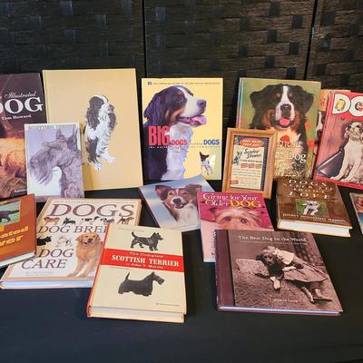 Large Lot Of Dog Books And Framed Advertising