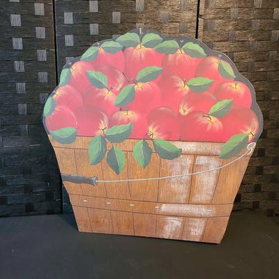 23" Tall Vintage Or Antique Wooden Apple Basket Fruit Stand Sign