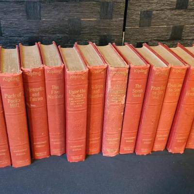 Antique Rudyard Kipling Set Of 14 Books, Published By Review Of Reviews, 1914