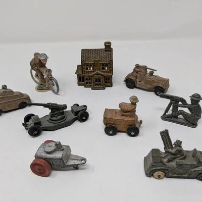 Vintage Metal Soldier Toys + Army Vehicles 