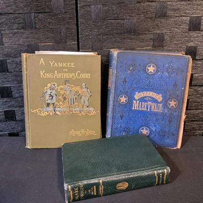 Antique Mark Twain Books : A Yankee In King Arthur's Court (First Edition) + More