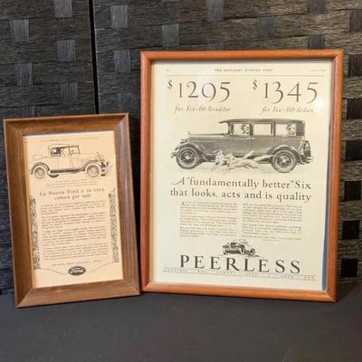 Antique (?) Car Ads - Ford + Sedan Roadster