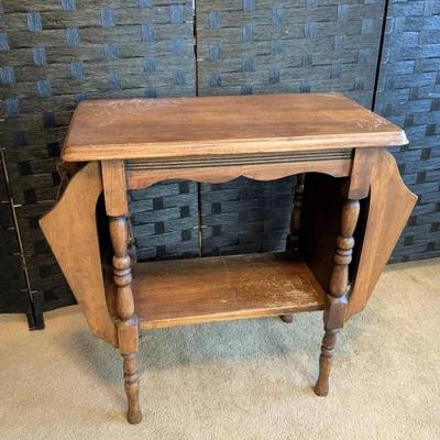 Wooden End Table W/ 2 Magazine Racks (3’x25”x12”)