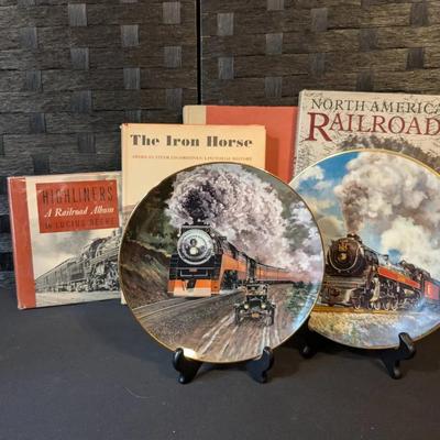 Railroad Books + Train Collector Plates