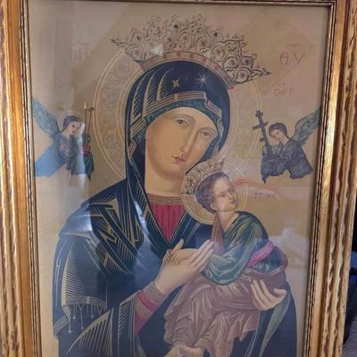 Framed Religious Panel of Mary "Our Lady of Perpetual Help"