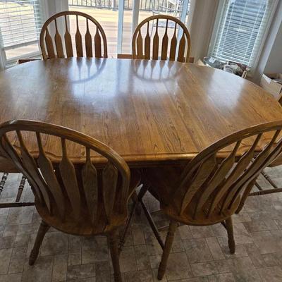 72x49 With Leaf Solid Wood Kitchen Table With 6 Chairs