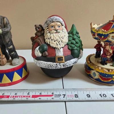 Music Boxes Santa, Carousel,  Emmett Kelly Jr Hobo Muclsic Box