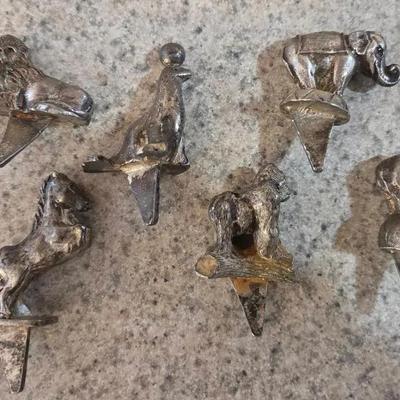 Vintage Pewter Bottle Cork Animal Figurines Toppers 