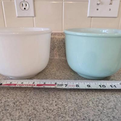 Vintage Glasbake Aqua Blue And White Milk Glass 