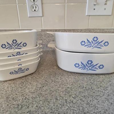 Set Of 7 CorningWare Blue Cornflower Bakeware Dishes