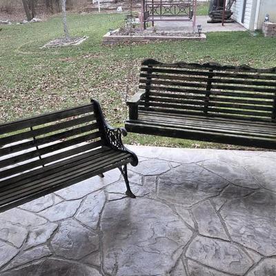 Wood Bench And Porch Swing