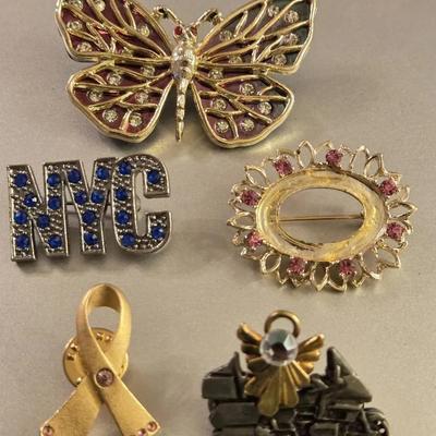 Gold Toned Broach Pins And Other Pins