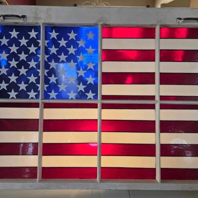 Stained Glass Panel American Flag 39.5" X 28"