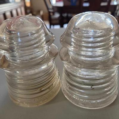 Set Of 2 Vintage Clear Glass PYREX Electrical Insulators