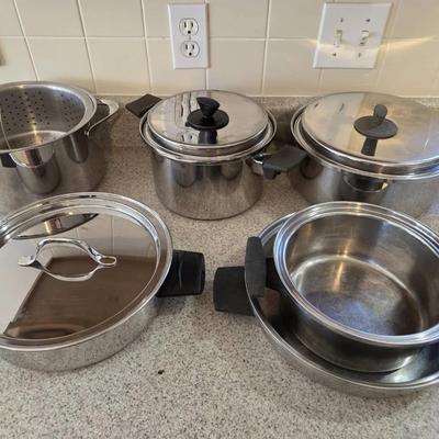 10 Piece Stainless Pot And Pan Cookware Mixed Brands