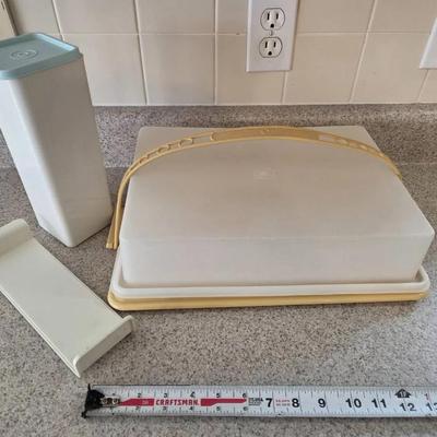 Vintage Tupperware Cake Carrier And Brick Cheese Container