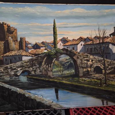 European Village Scene On Canvas