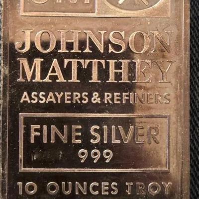 10 Oz Johnson Matthey Fine Silver .999